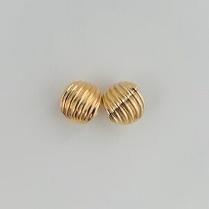 Vintage Fifth Avenue Collection Earrings Ribbed Textured Gold Tone FAC Clip On